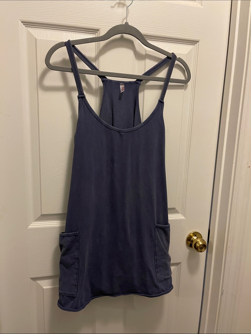 Free People Navy Racerback Romper with Pockets